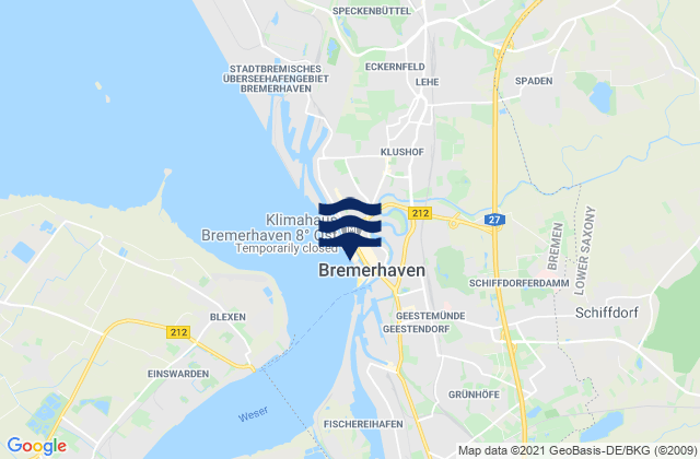 Karte der Gezeiten Alter Hafen, Germany