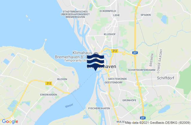 Karte der Gezeiten Bremerhaven, Germany