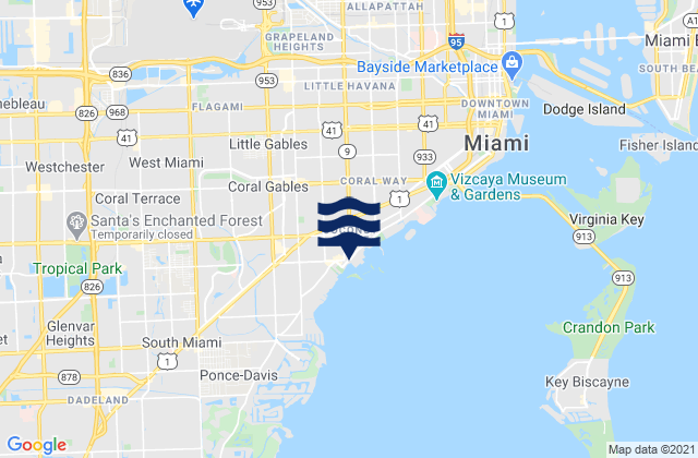 Karte der Gezeiten 21st Street (Miami), United States