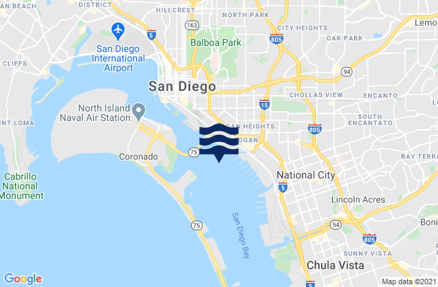 Karte der Gezeiten 28th St. Pier (San Diego) 0.35 nmi. SW, United States
