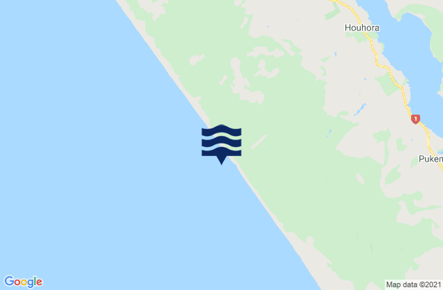 Karte der Gezeiten 90 Mile Beach, New Zealand