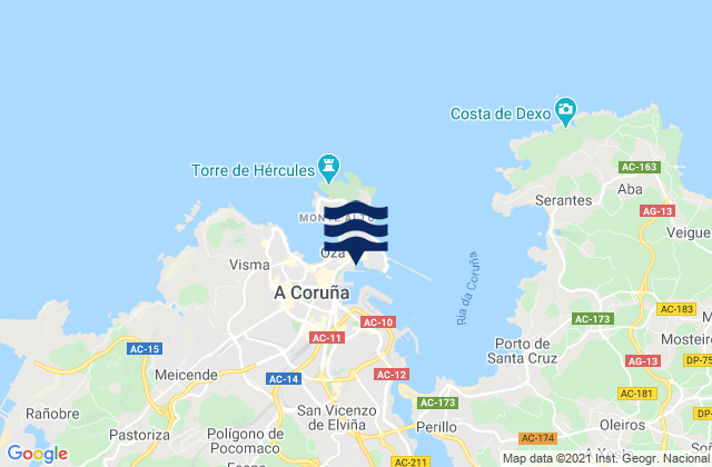 Karte der Gezeiten A Coruña, Spain