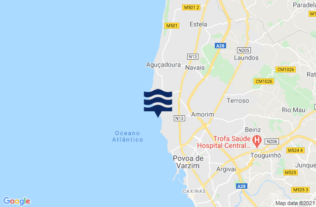 Karte der Gezeiten A Ver o Mar, Portugal