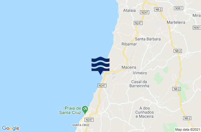 Karte der Gezeiten A dos Cunhados, Portugal