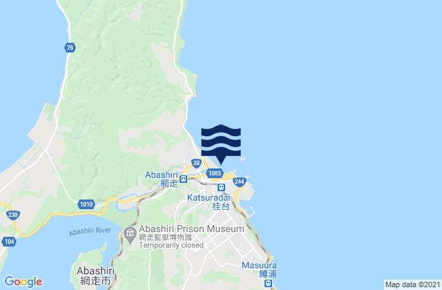 Karte der Gezeiten Abashiri, Japan