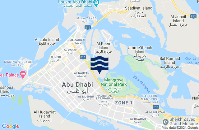 Karte der Gezeiten Abu Dhabi, United Arab Emirates