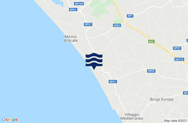 Karte der Gezeiten Acate, Italy