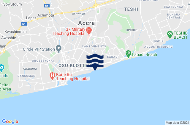 Karte der Gezeiten Accra, Ghana