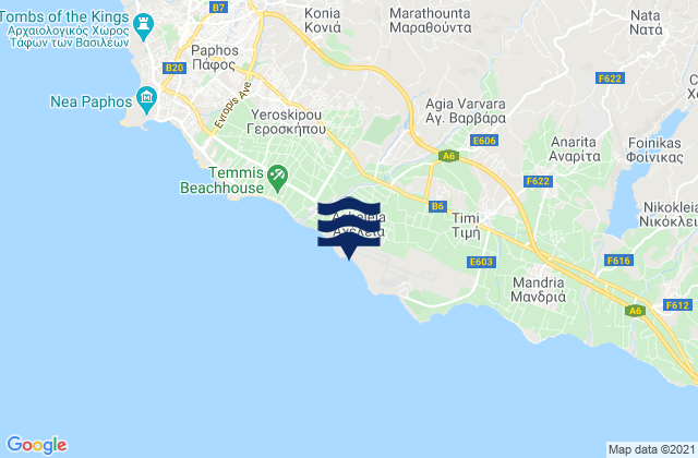 Karte der Gezeiten Achéleia, Cyprus