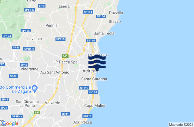 Karte der Gezeiten Aci Catena, Italy