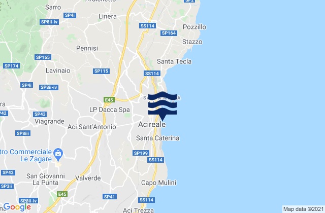Karte der Gezeiten Acireale, Italy