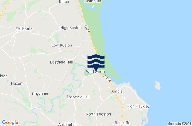 Karte der Gezeiten Acklington, United Kingdom