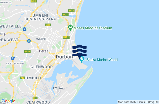 Karte der Gezeiten Addington (South Beach), South Africa