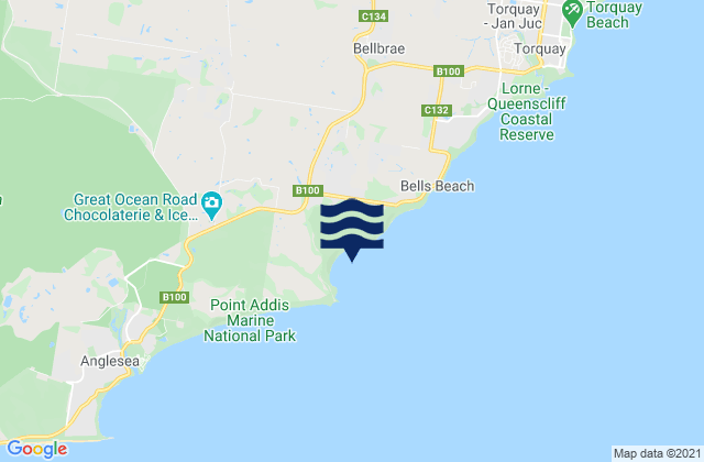 Karte der Gezeiten Addiscot Beach, Australia