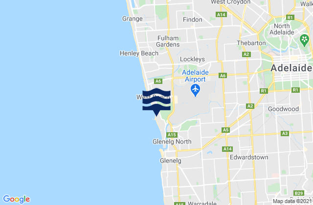 Karte der Gezeiten Adelaide, Australia