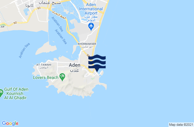 Karte der Gezeiten Aden, Yemen