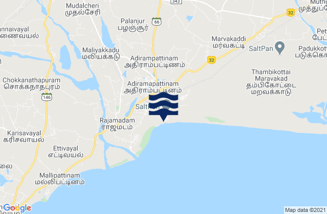 Karte der Gezeiten Adirampattinam, India