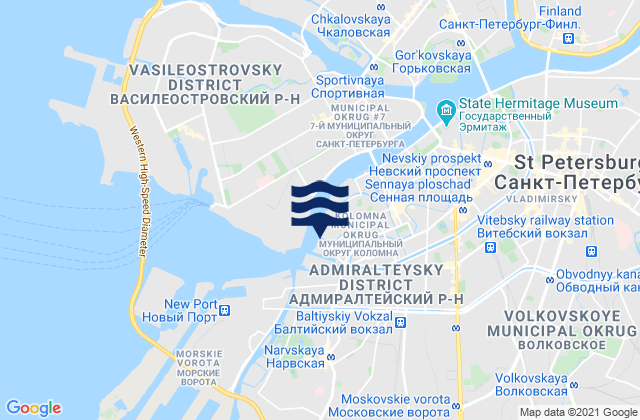 Karte der Gezeiten Admiralteisky, Russia