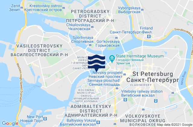 Karte der Gezeiten Admiralteysky Rayon, Russia