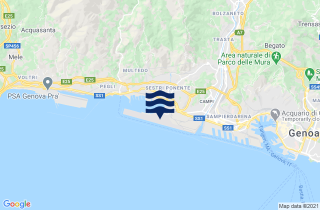 Karte der Gezeiten Aeroporto Cristoforo Colombo, Italy