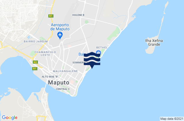 Karte der Gezeiten Aeroporto, Mozambique