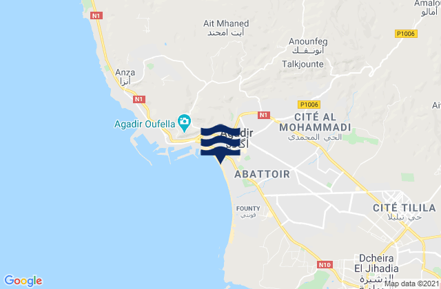 Karte der Gezeiten Agadir, Morocco