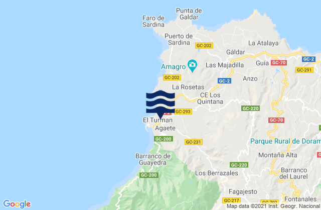 Karte der Gezeiten Agaete, Spain