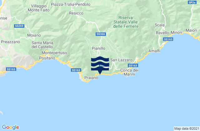 Karte der Gezeiten Agerola, Italy