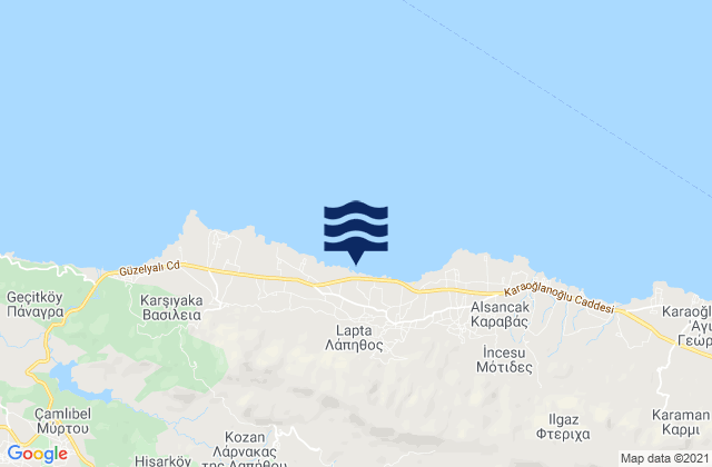 Karte der Gezeiten Agridáki, Cyprus
