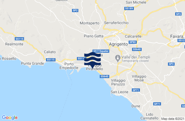 Karte der Gezeiten Agrigento, Italy