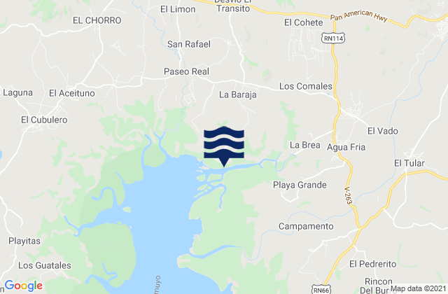 Karte der Gezeiten Agua Fría, Honduras