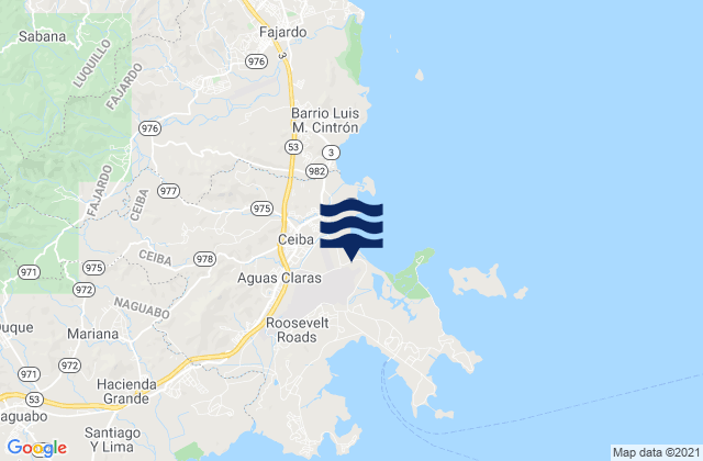 Karte der Gezeiten Aguas Claras, Puerto Rico
