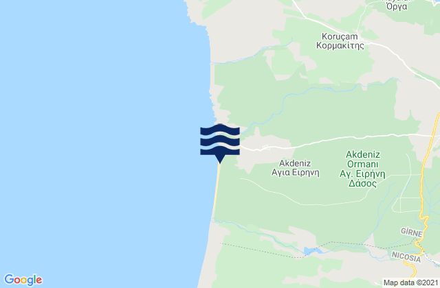 Karte der Gezeiten Agía Eiríni, Cyprus