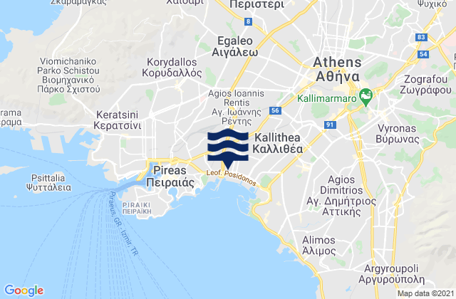 Karte der Gezeiten Aigáleo, Greece