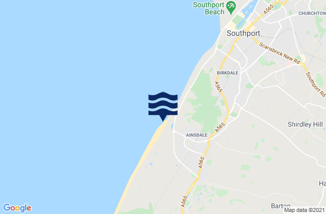 Karte der Gezeiten Ainsdale Beach, United Kingdom