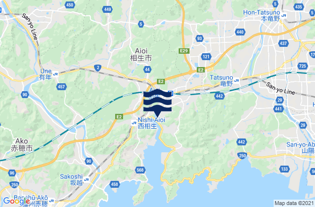 Karte der Gezeiten Aioi-shi, Japan