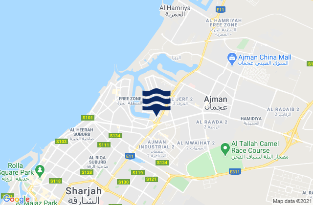 Karte der Gezeiten Ajman City, United Arab Emirates