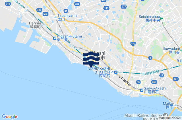 Karte der Gezeiten Akashi Shi, Japan