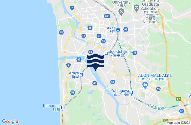 Karte der Gezeiten Akita Shi, Japan