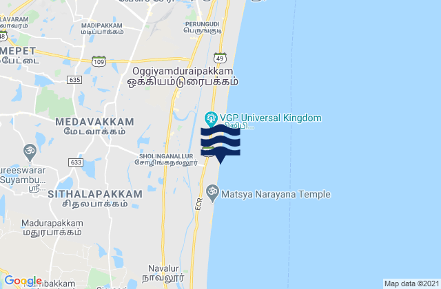 Karte der Gezeiten Akkarai Beach, India