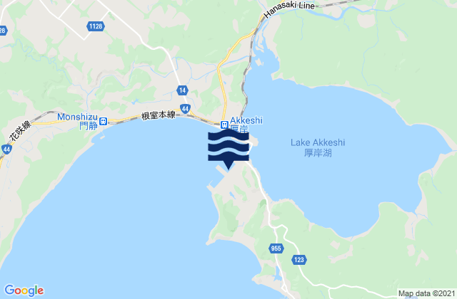 Karte der Gezeiten Akkeshi Wan, Japan
