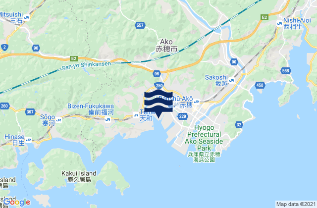 Karte der Gezeiten Ako (Harima Nada), Japan