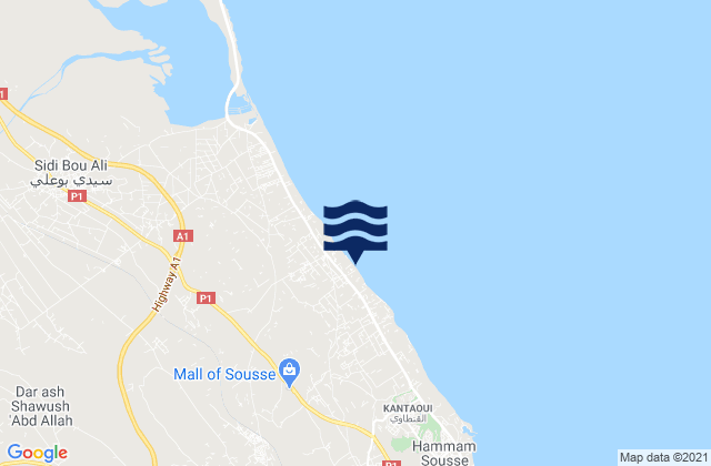 Karte der Gezeiten Akouda, Tunisia