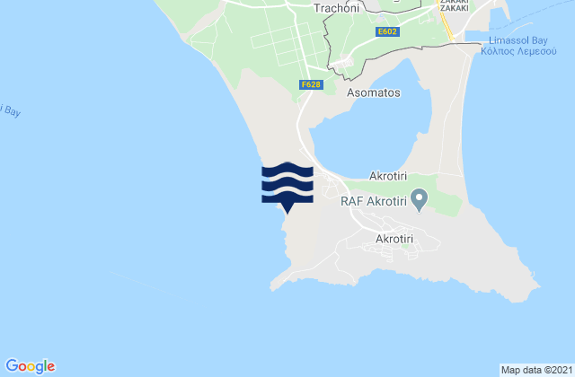 Karte der Gezeiten Akrotíri, Cyprus