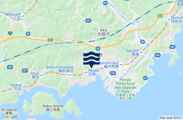 Karte der Gezeiten Akō Shi, Japan