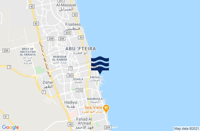 Karte der Gezeiten Al Finţās, Kuwait