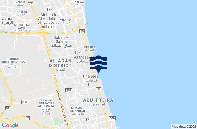 Karte der Gezeiten Al Funayţīs, Kuwait