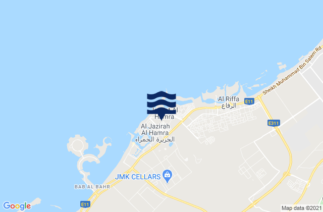 Karte der Gezeiten Al Jazirah Al Hamra, United Arab Emirates