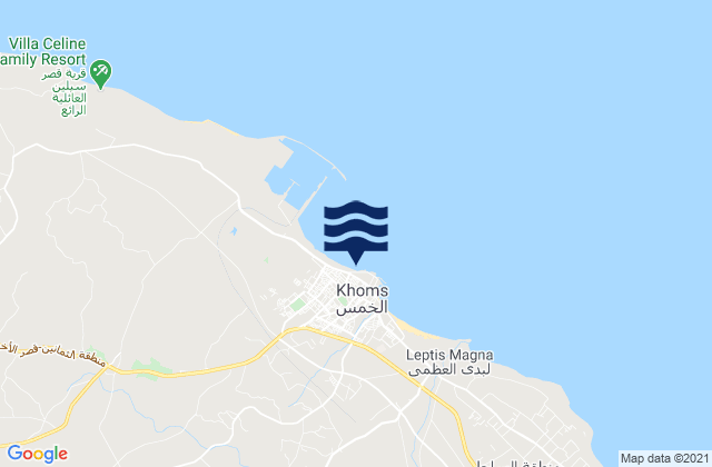Karte der Gezeiten Al Khums, Libya