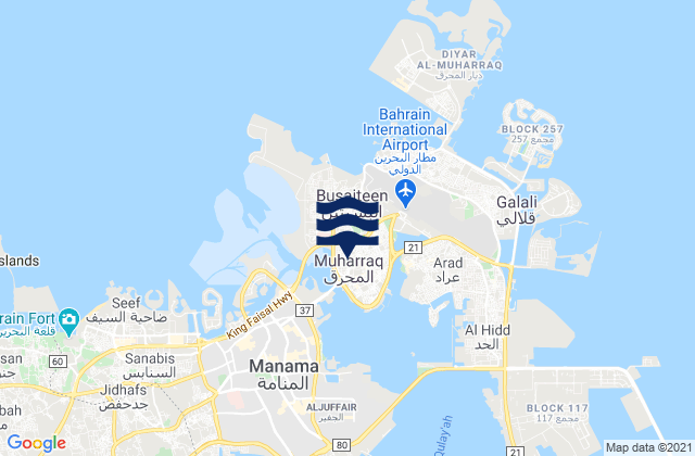 Karte der Gezeiten Al Muharraq, Bahrain
